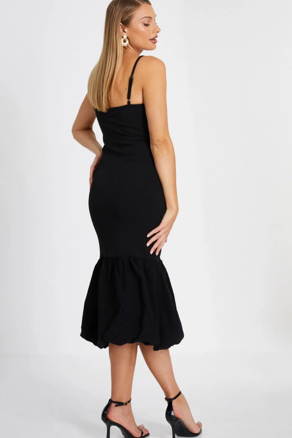 Quiz Puff Ball Midi Dress Black Outlet