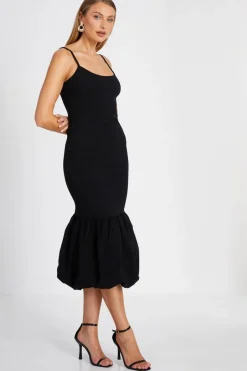 Quiz Puff Ball Midi Dress Black Outlet
