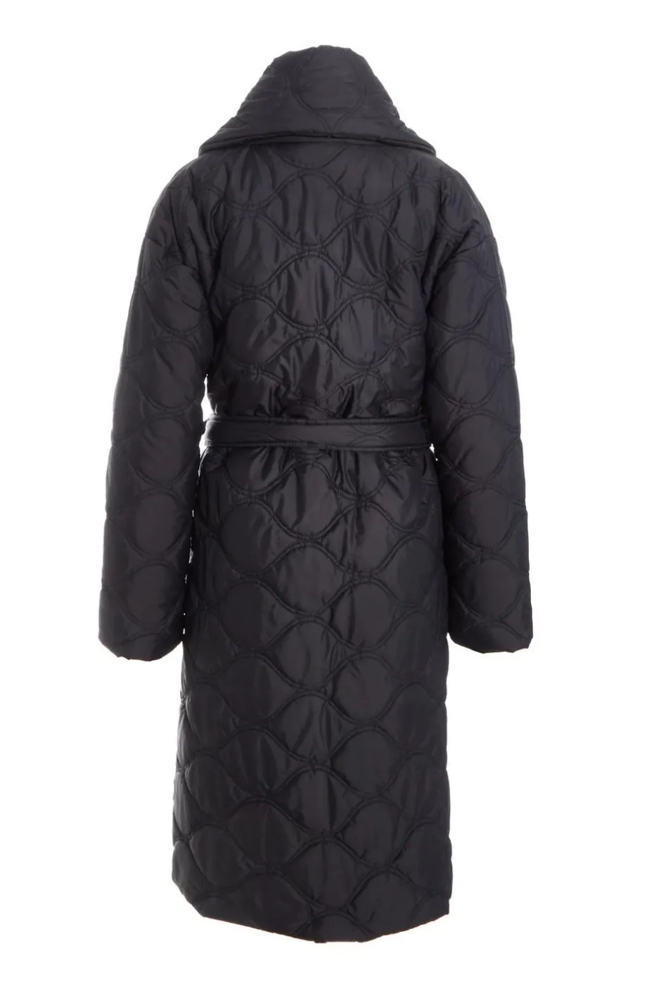 Quiz Quilted Long Line Coat Black Discount