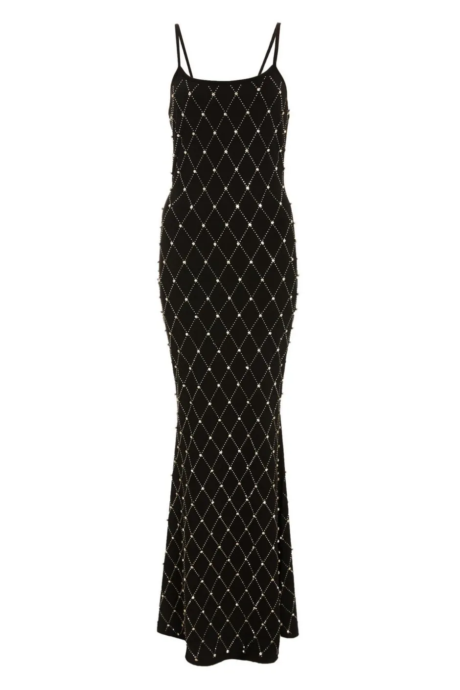 Quiz Rhinestone Strappy Maxi Dress Black Discount