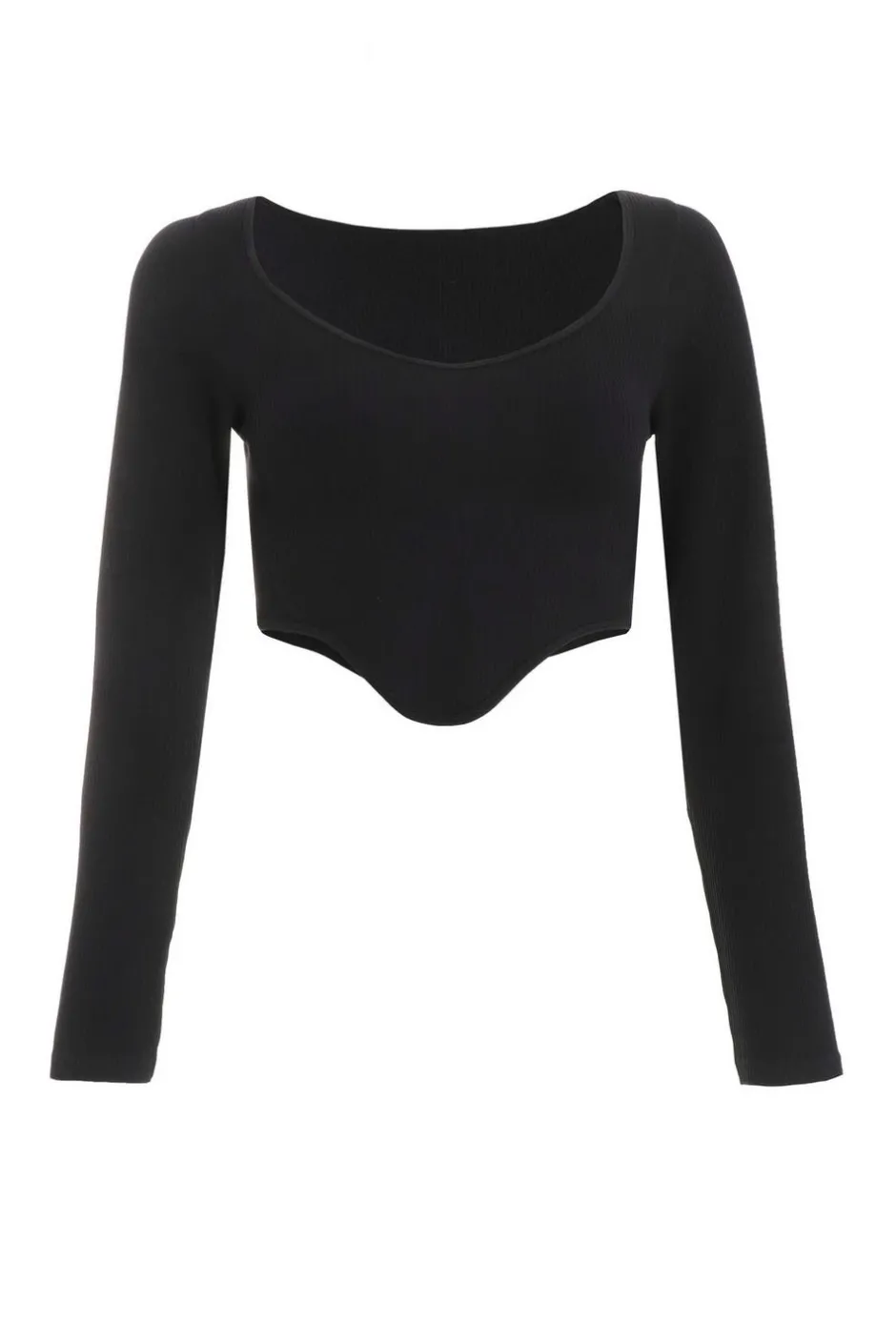 Quiz Ribbed Crop Top Black Clearance