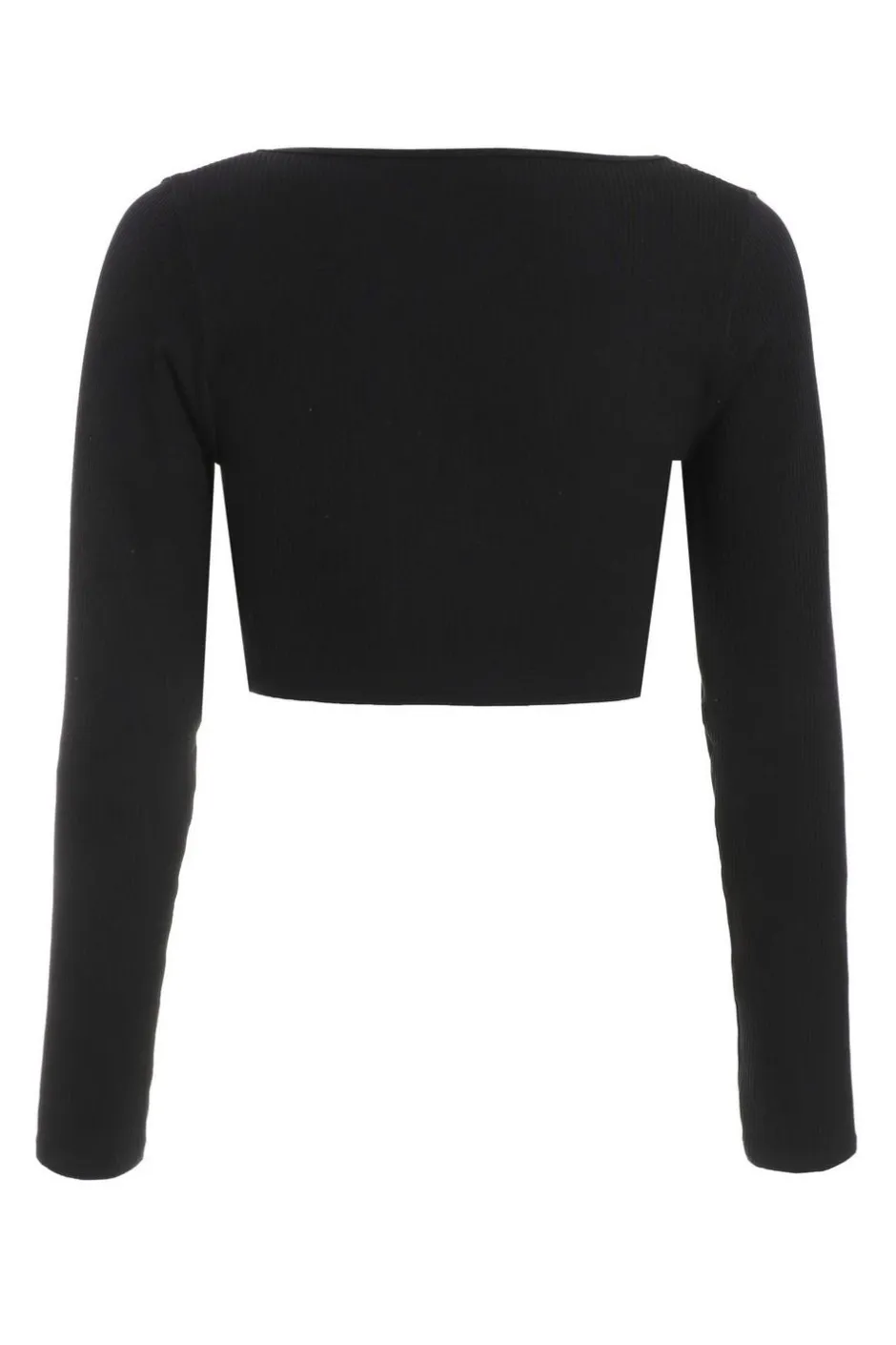 Quiz Ribbed Crop Top Black Clearance