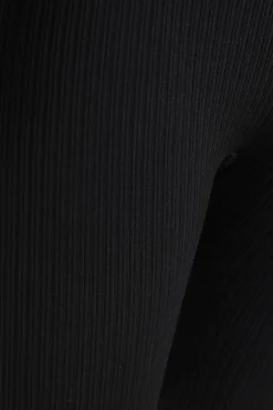 Quiz Black Ribbed Long Sleeve Playsuit Hot