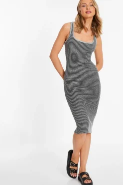 Quiz Black Ribbed Midi Dress Best