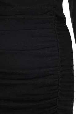 Quiz Black Ruched Asymetric Midi Dress New