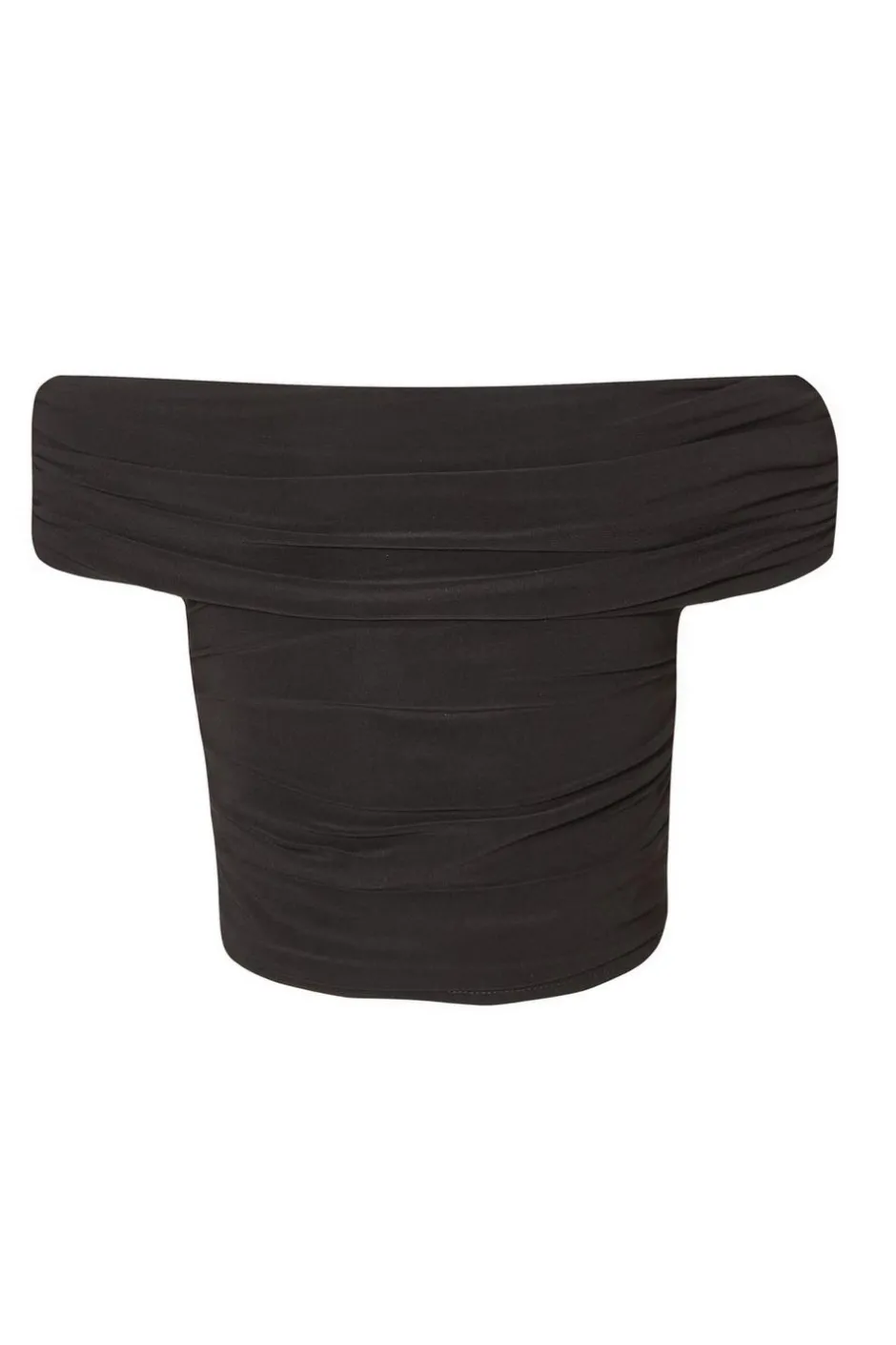 Quiz Ruched Bardot Crop Top Black Sale