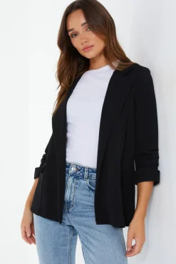 Quiz Ruched Sleeve Blazer Black Best