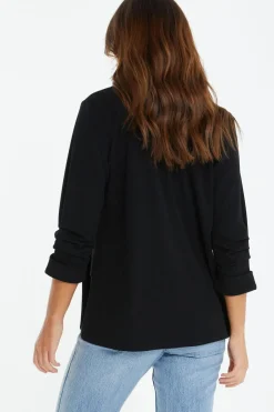 Quiz Ruched Sleeve Blazer Black Best