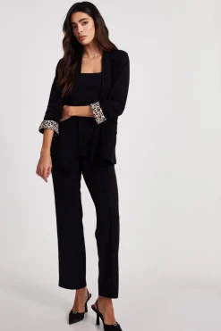 Quiz Ruched Sleeve Blazer Black Clearance