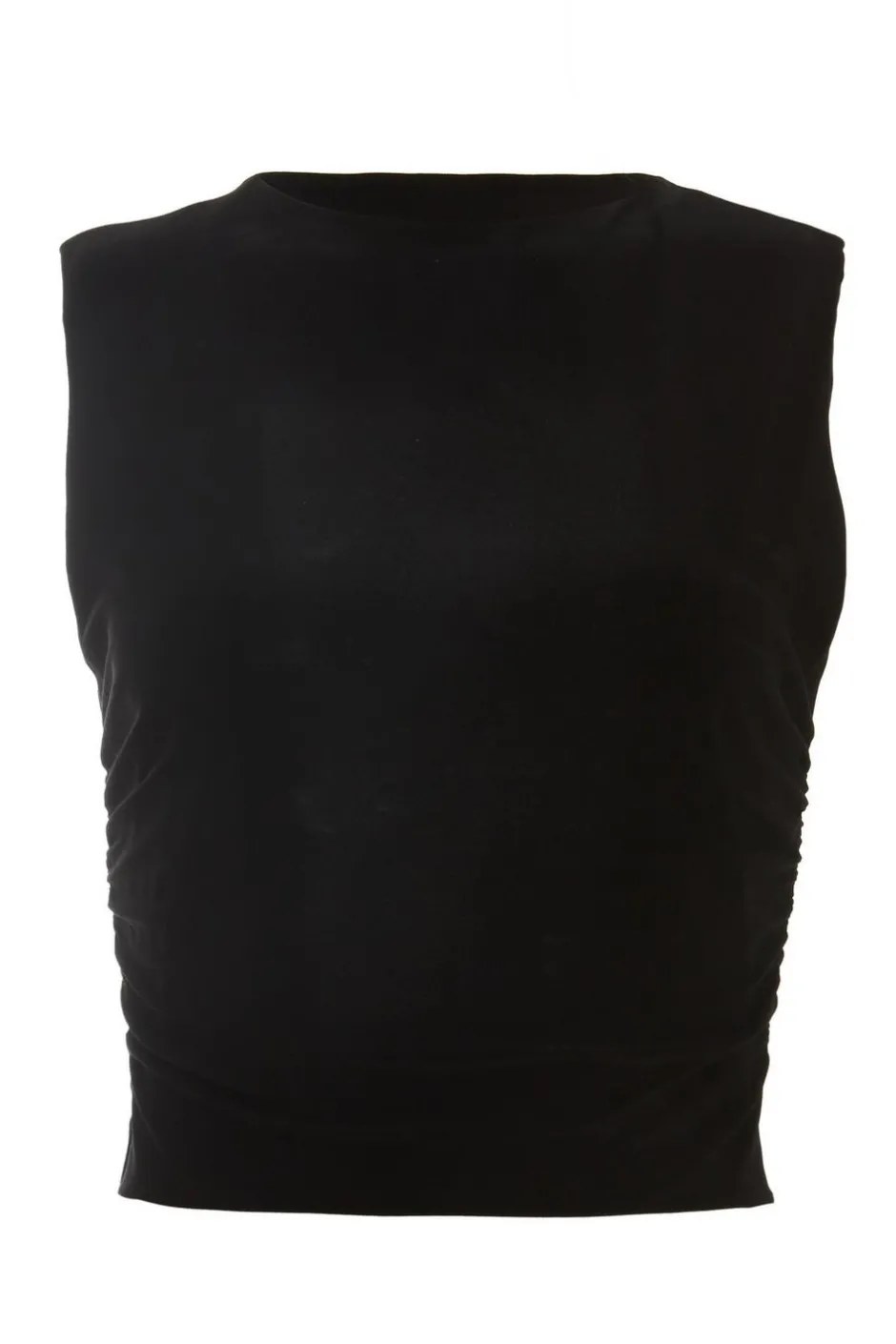 Quiz Black Ruched Sleeveless Crop Top Hot