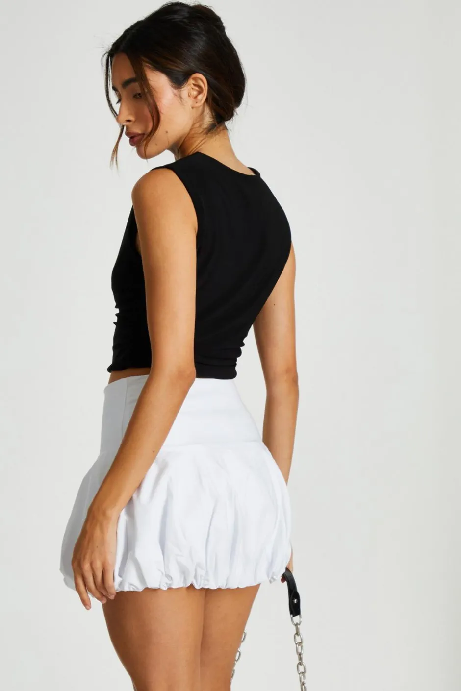 Quiz Black Ruched Sleeveless Crop Top Hot