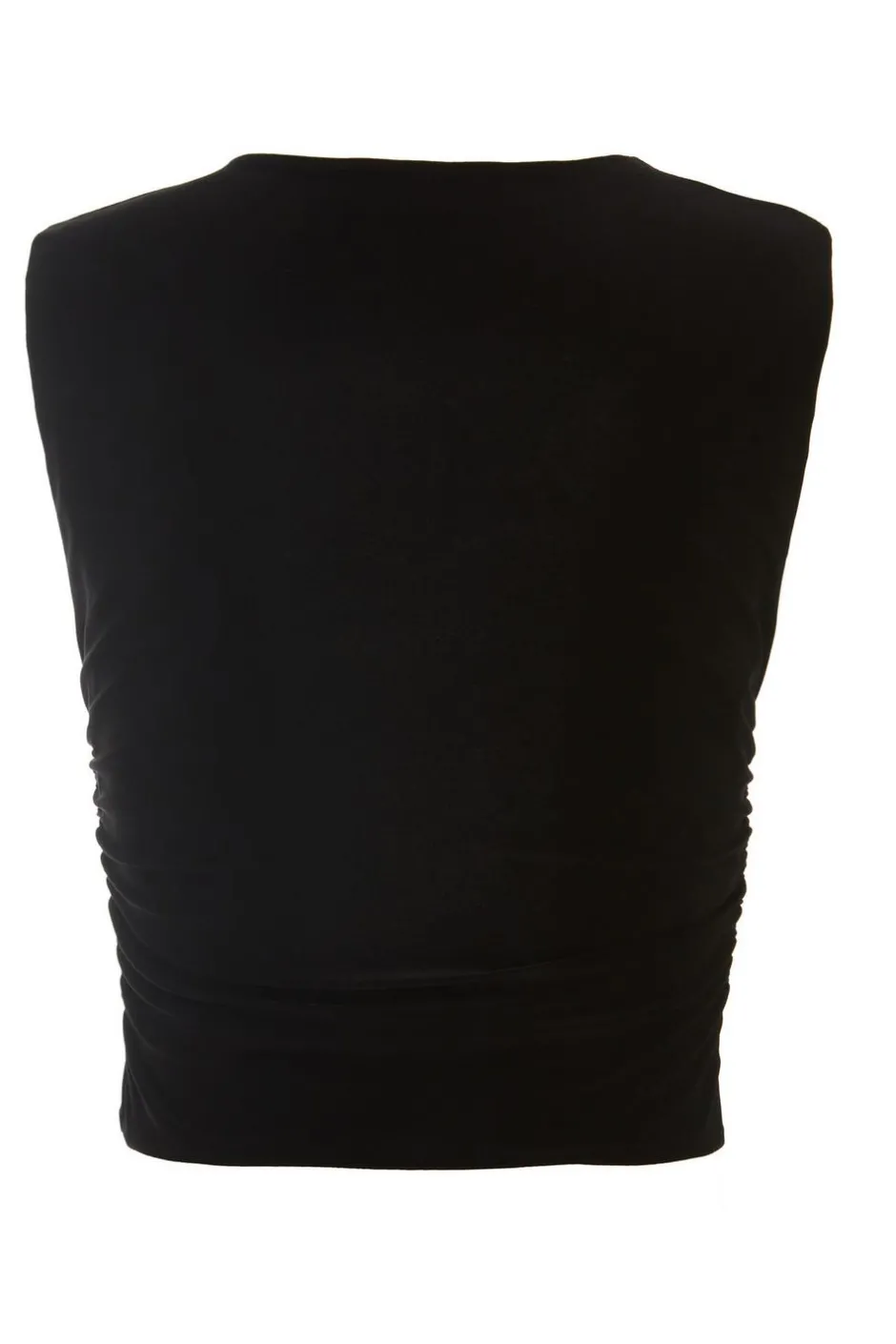 Quiz Black Ruched Sleeveless Crop Top Hot