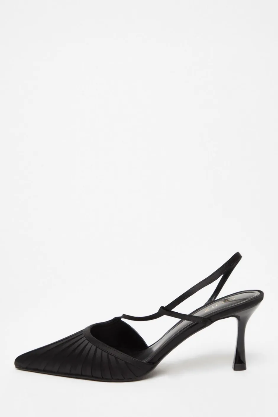 Quiz Satin Asymmetric Court Heels Black Outlet