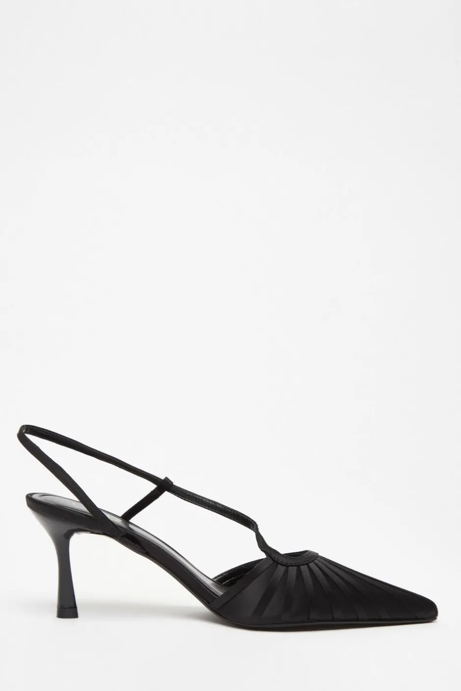 Quiz Satin Asymmetric Court Heels Black Outlet