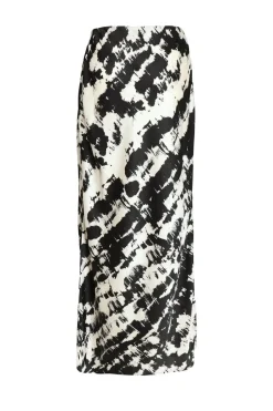 Quiz Black Satin Aztec Print Midaxi Skirt Discount