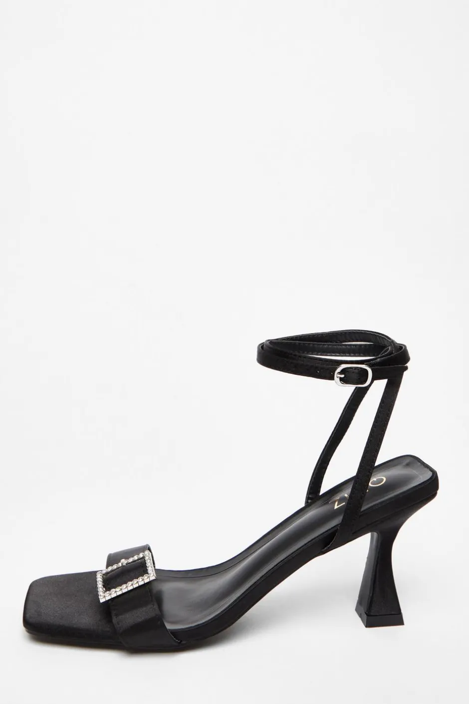 Quiz Black Satin Buckle Heels Outlet