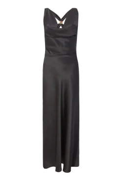 Quiz Black Satin Cowl Neck Midaxi Dress Clearance