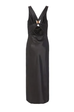 Quiz Black Satin Cowl Neck Midaxi Dress Clearance