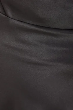 Quiz Black Satin Cowl Neck Midaxi Dress Clearance