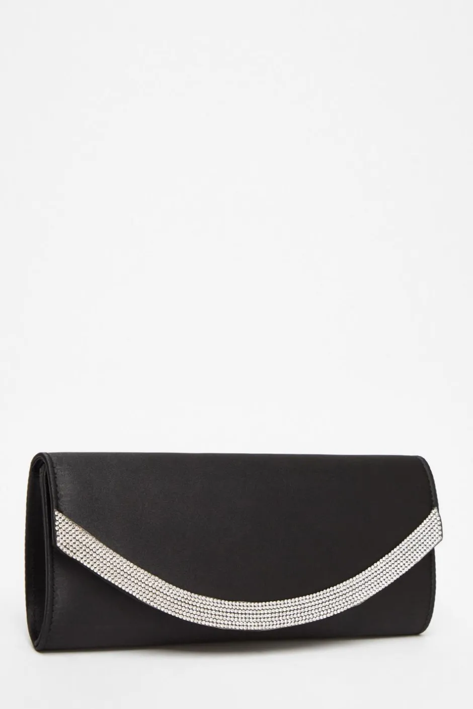 Quiz Black Satin Embellished Clutch Bag Clearance