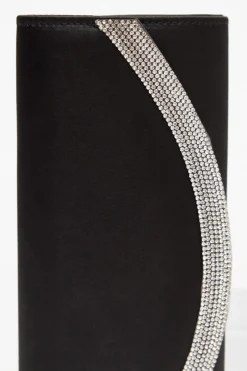 Quiz Black Satin Embellished Clutch Bag Clearance