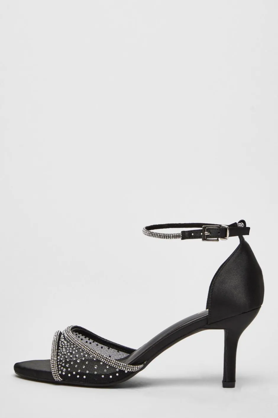 Quiz Black Satin Embellished Heels Sale