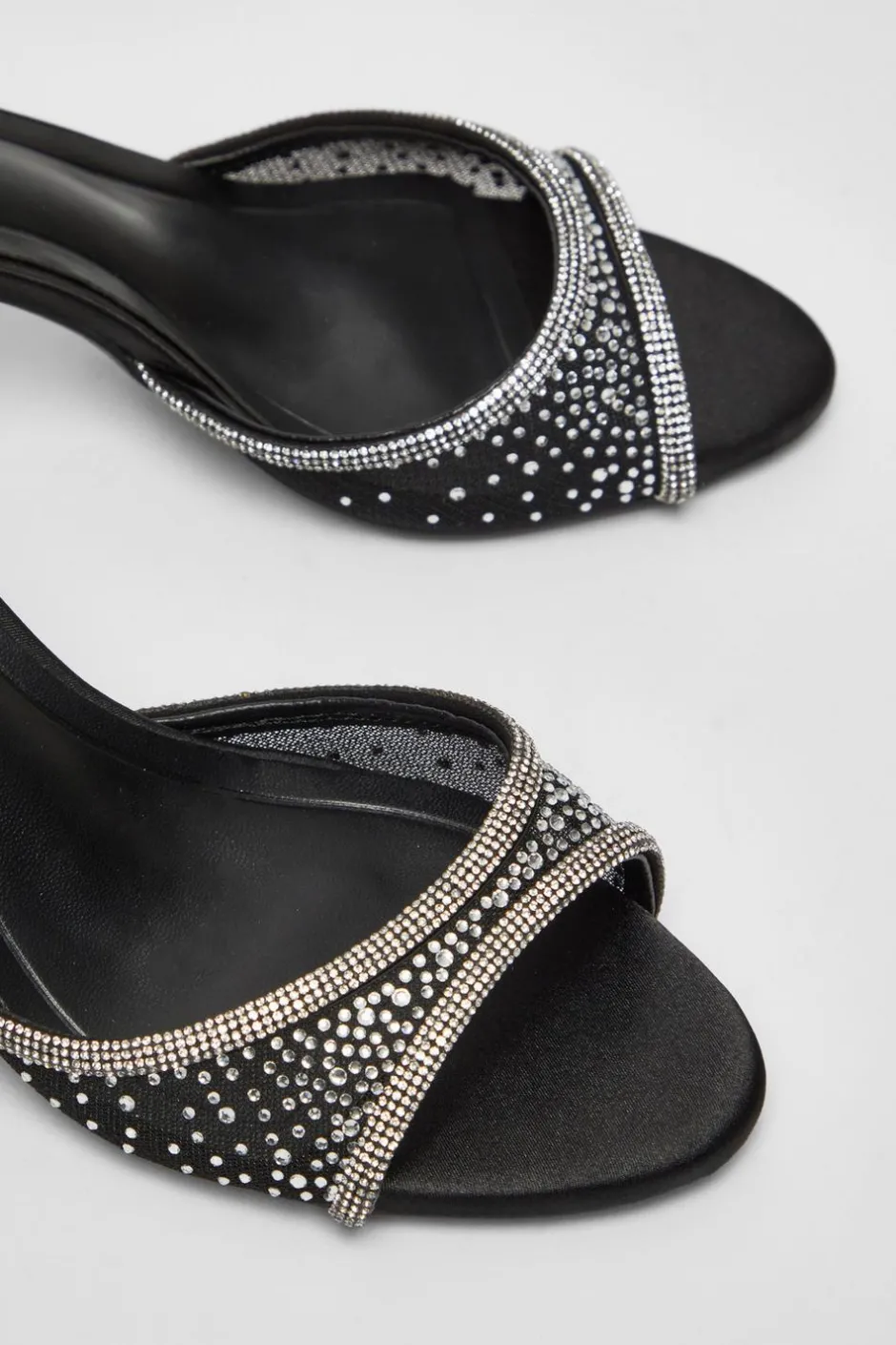 Quiz Black Satin Embellished Heels Sale