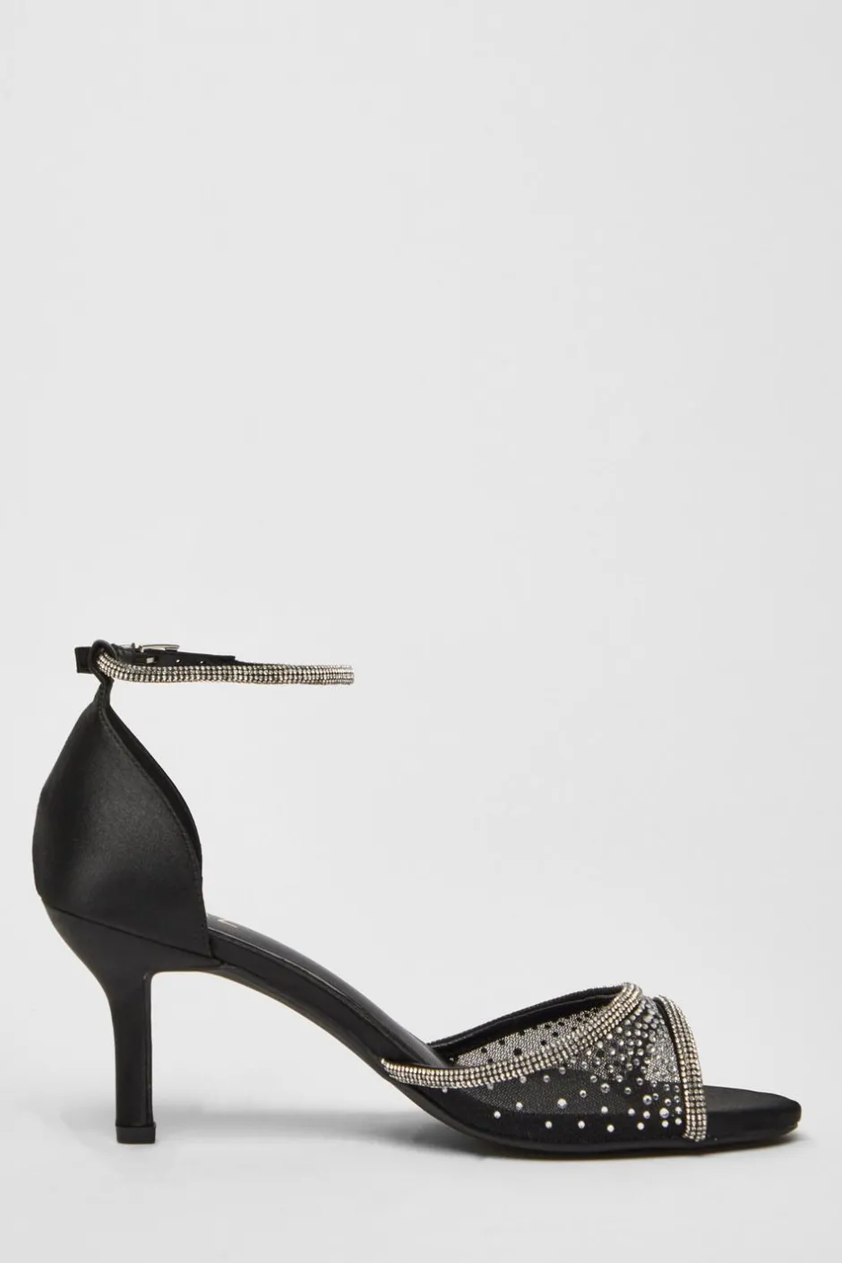 Quiz Black Satin Embellished Heels Sale
