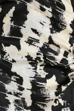 Quiz Black Satin Marble Print Wrap Dress Discount