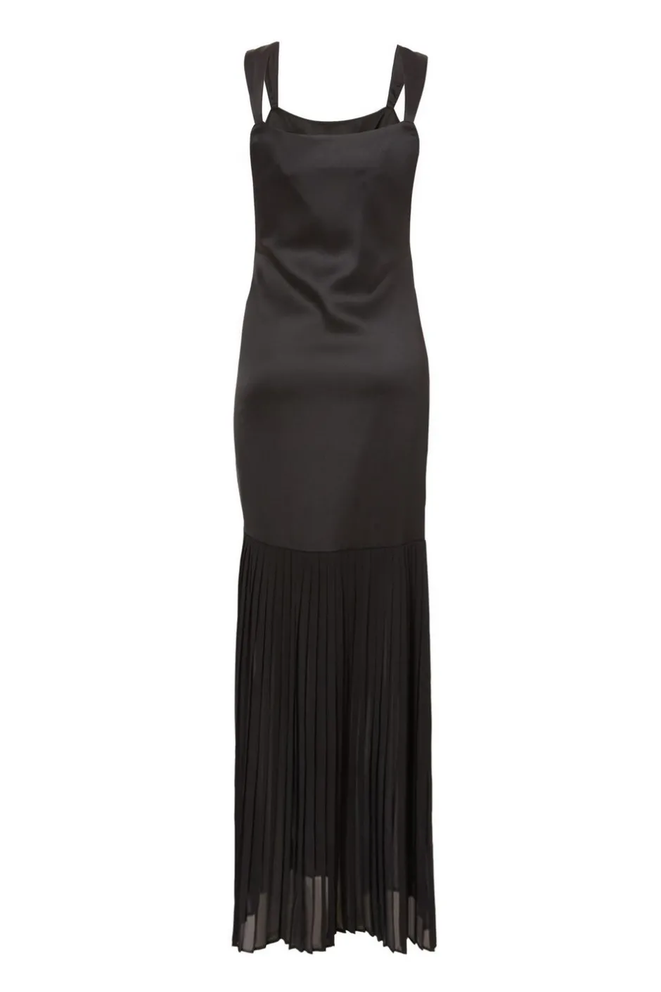 Quiz Satin Pleated Maxi Dress Black New