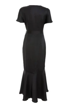 Quiz Black Satin Wrap Midaxi Dress Outlet