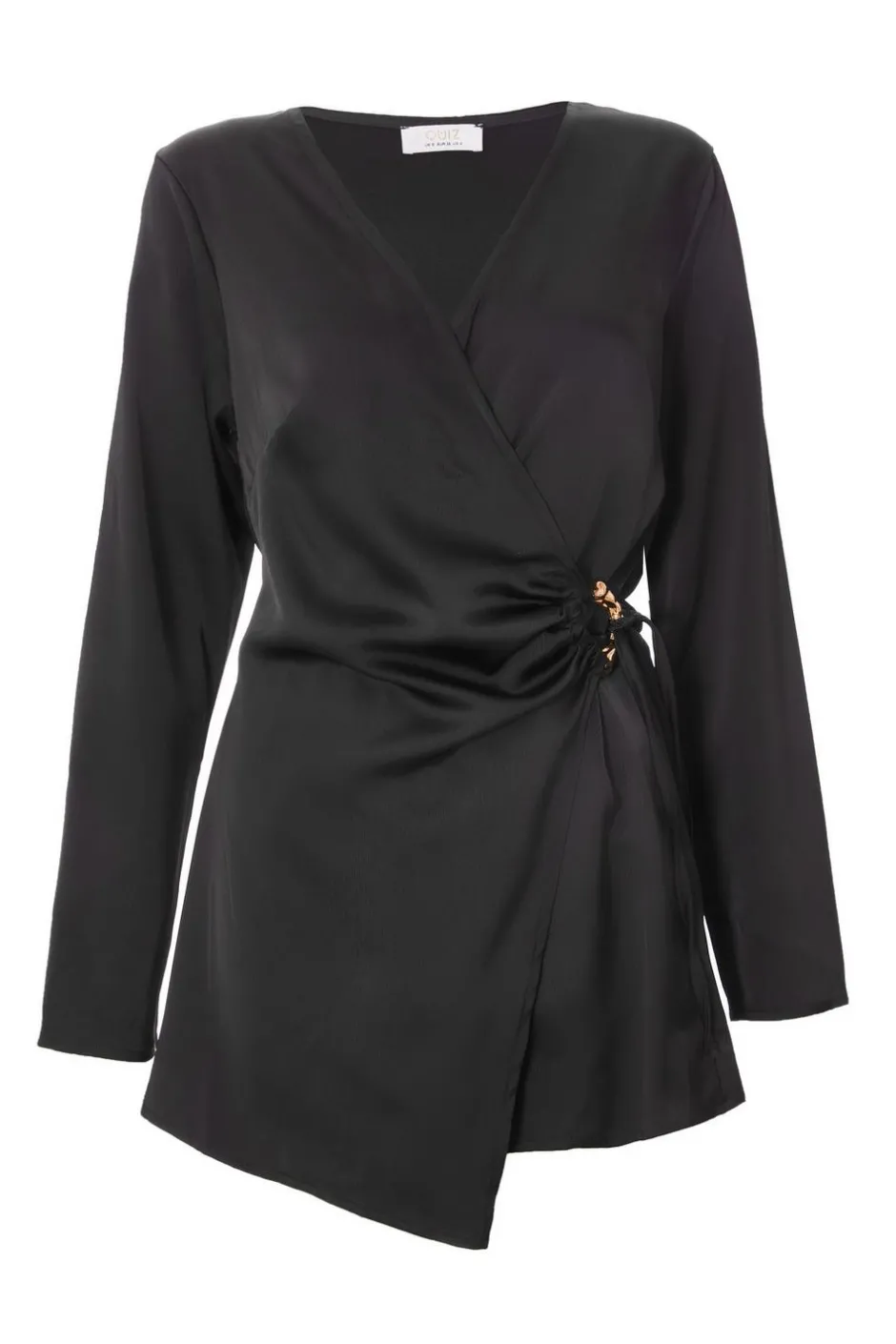 Quiz Black Satin Wrap Playsuit Sale