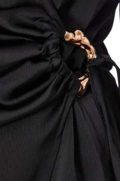 Quiz Black Satin Wrap Playsuit Sale