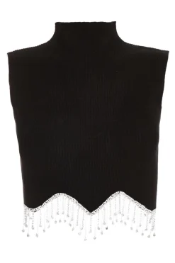 Quiz Black Scalloped Embellished Sleeveless Top New