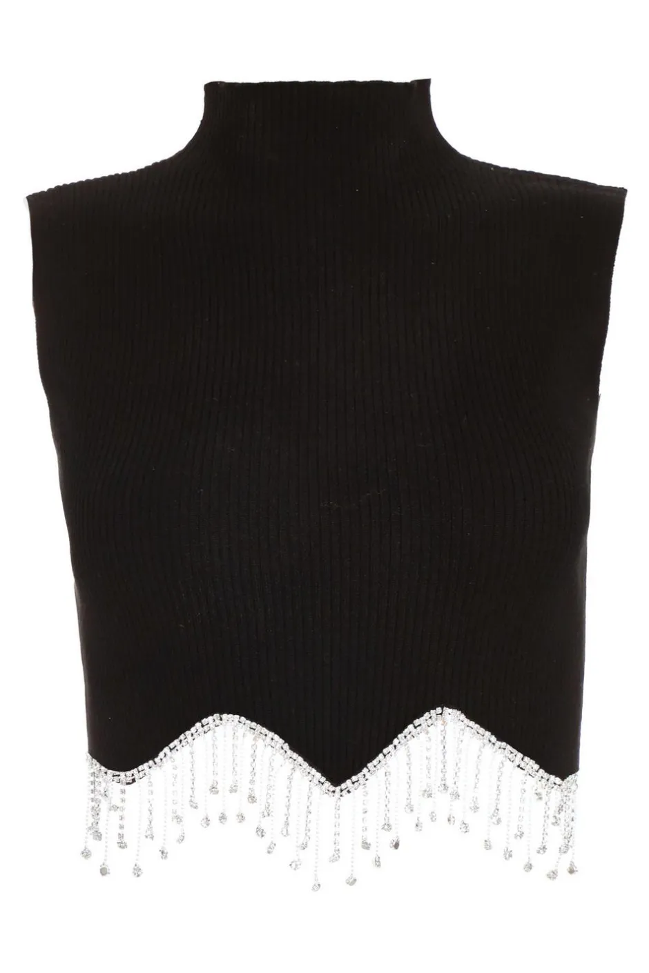 Quiz Black Scalloped Embellished Sleeveless Top New