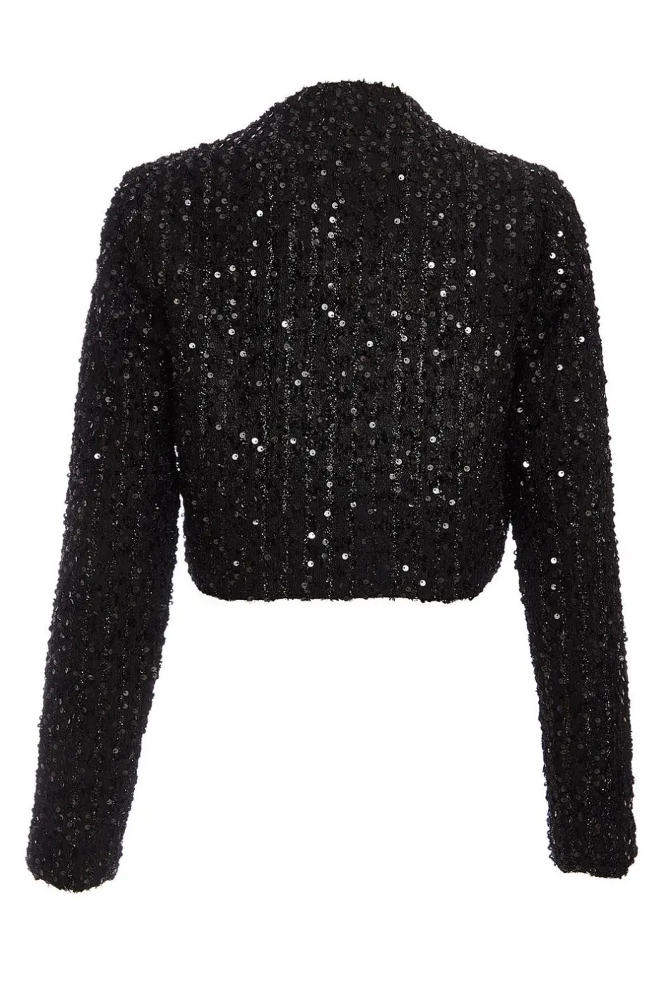 Quiz Black Sequin Boucle Cropped Jacket Sale