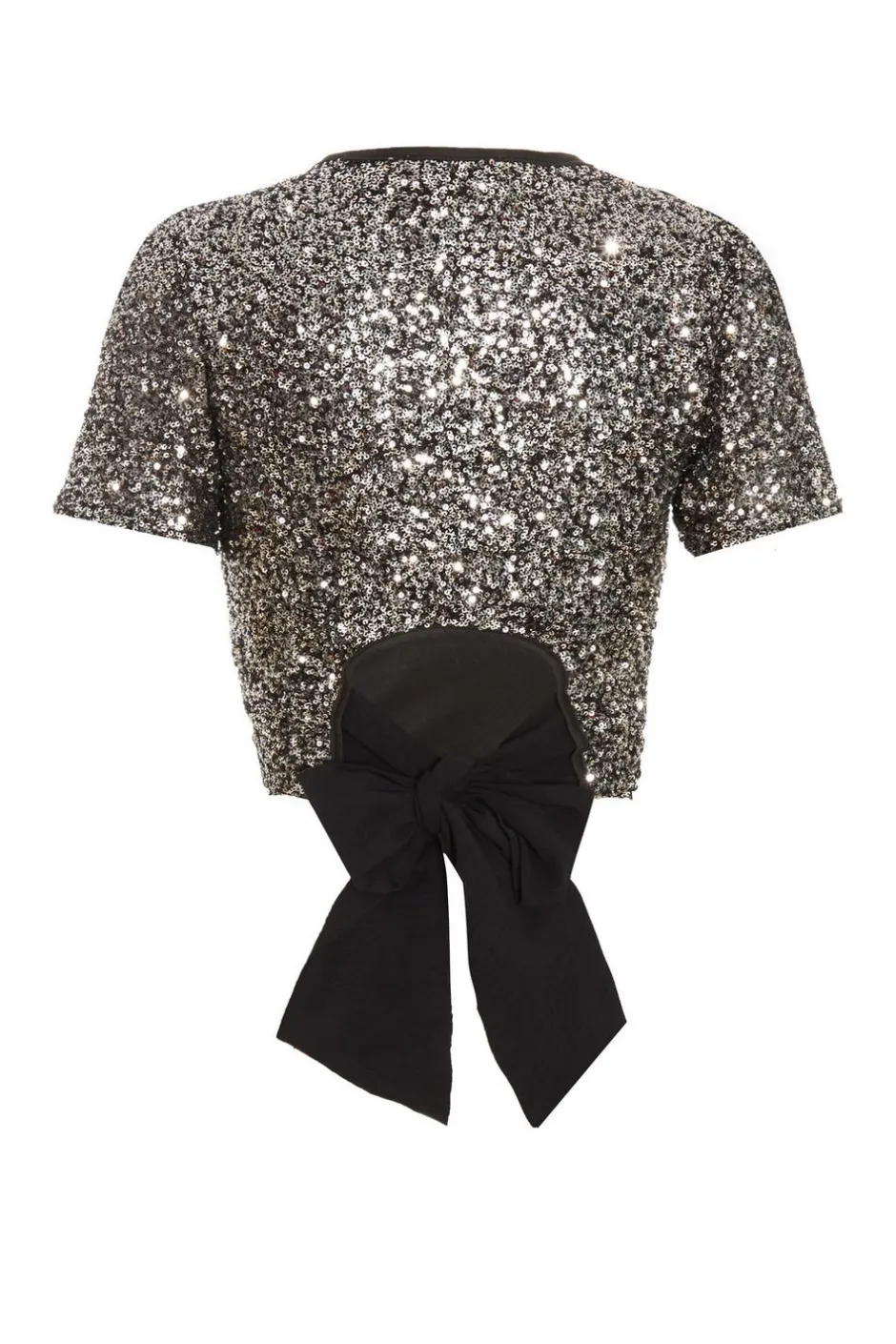 Quiz Black Sequin Crop Top Clearance