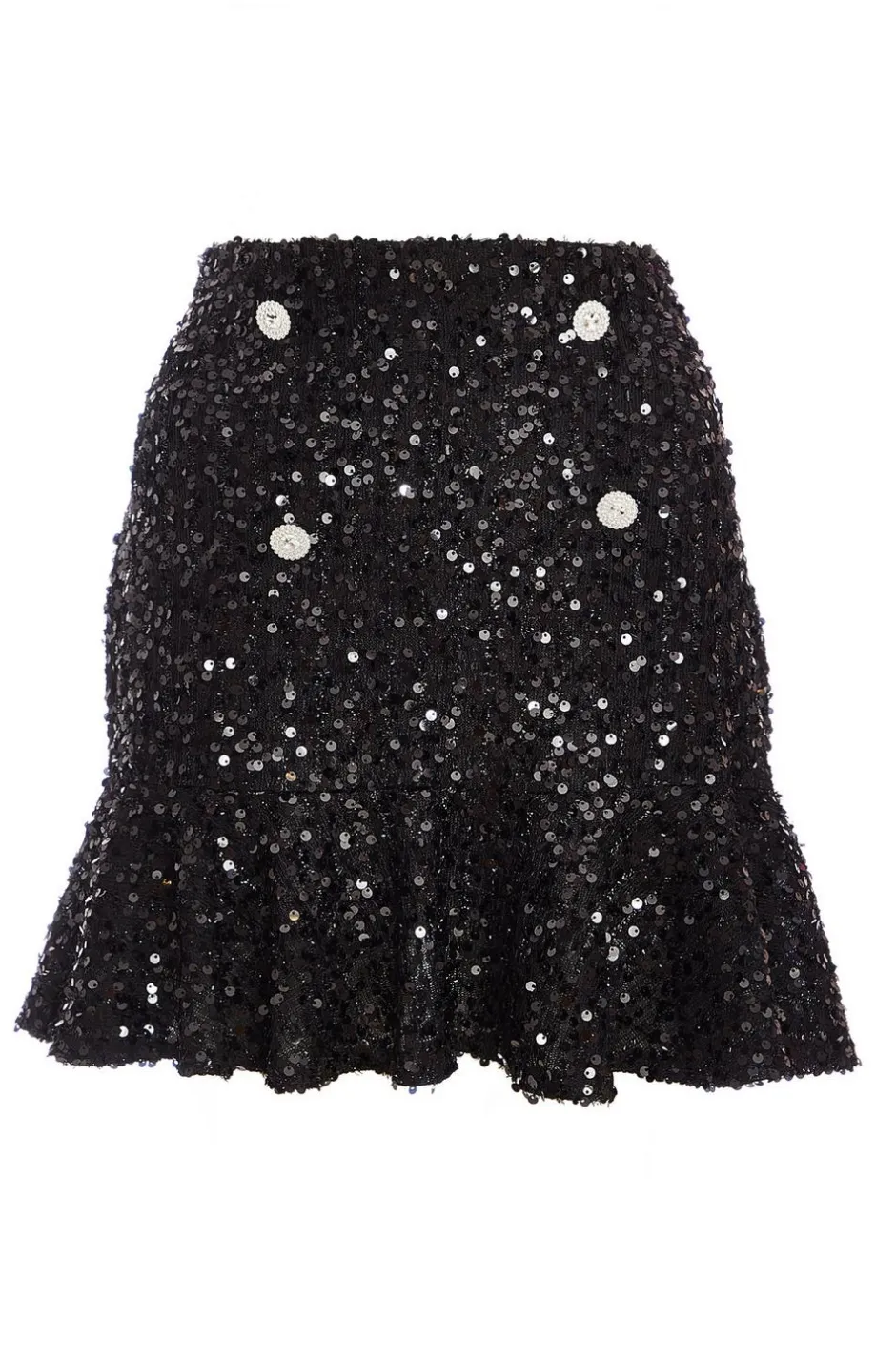 Quiz Black Sequin Frill Mini Skirt Discount