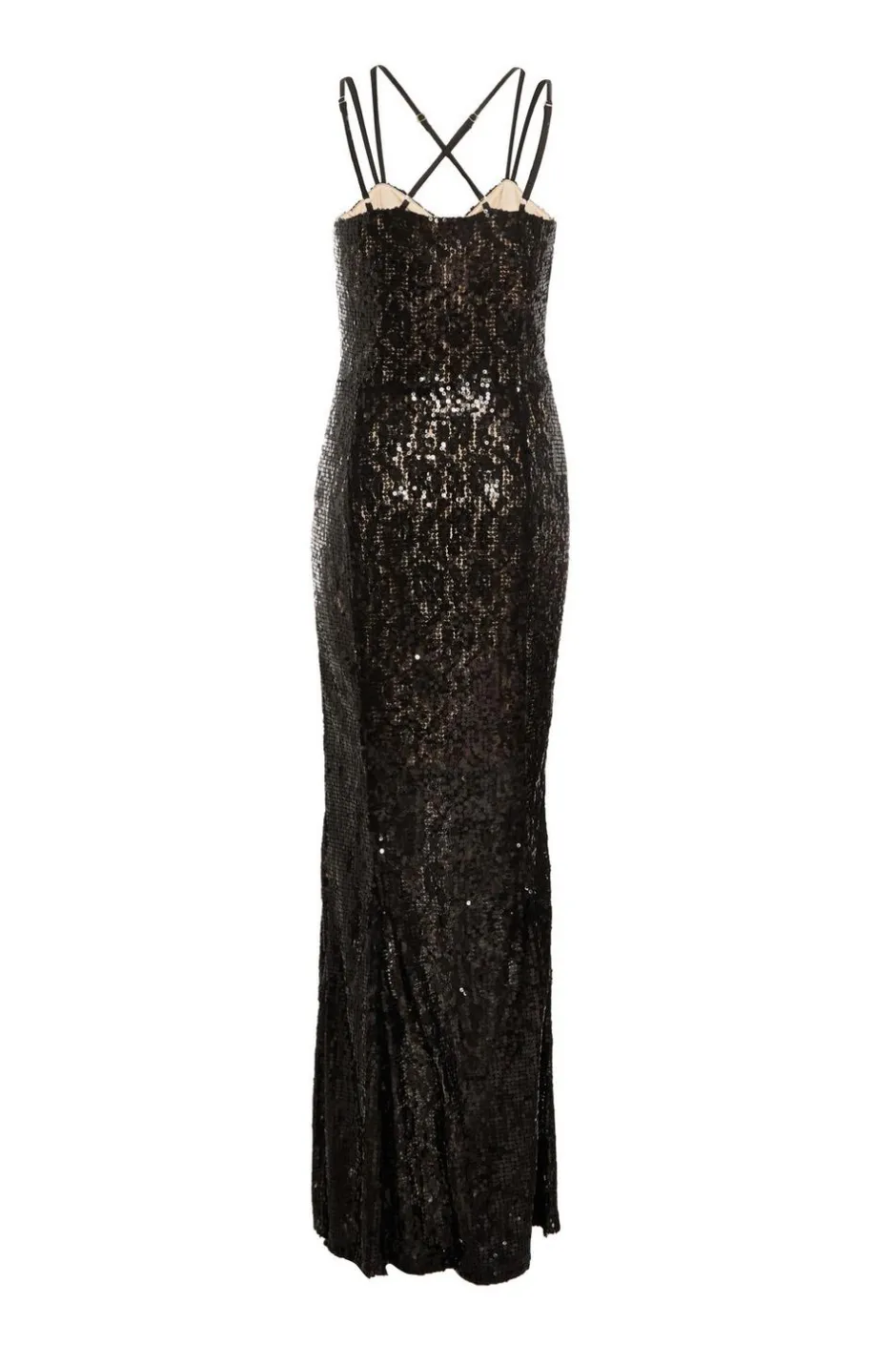 Quiz Black Sequin Lace Fishtail Maxi Dress Outlet