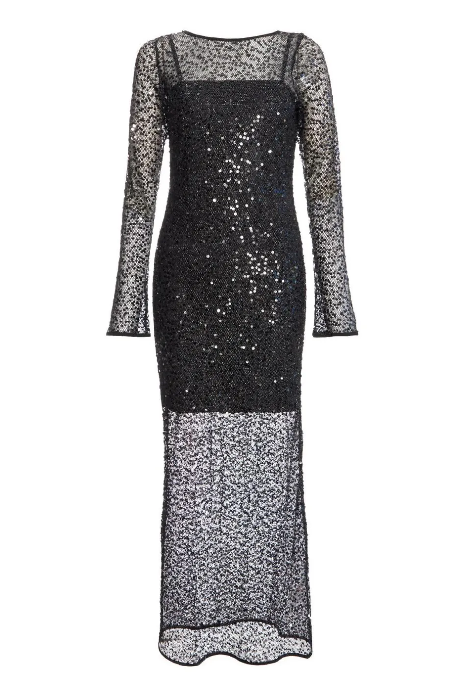 Quiz Black Sequin Mesh Maxi Dress Outlet