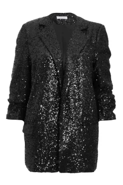 Quiz Sequin Ruched Blazer Black Discount