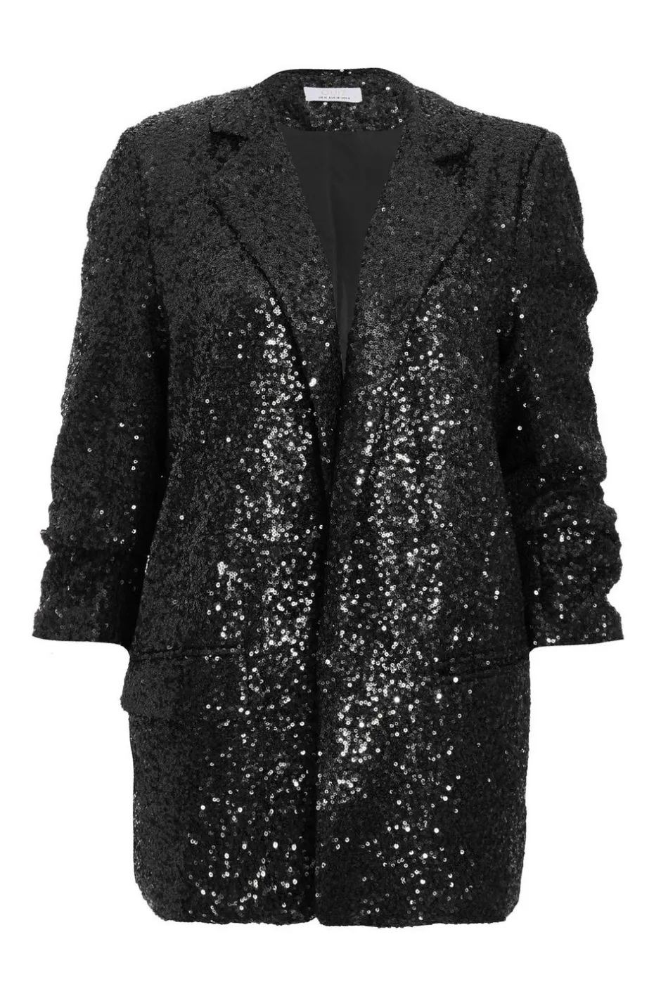 Quiz Sequin Ruched Blazer Black Discount