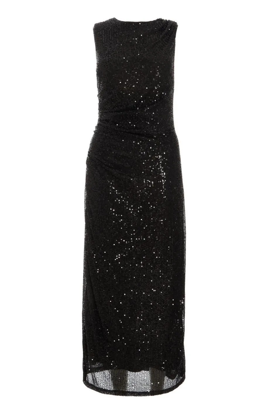 Quiz Black Sequin Ruched Side Midaxi Dress Best