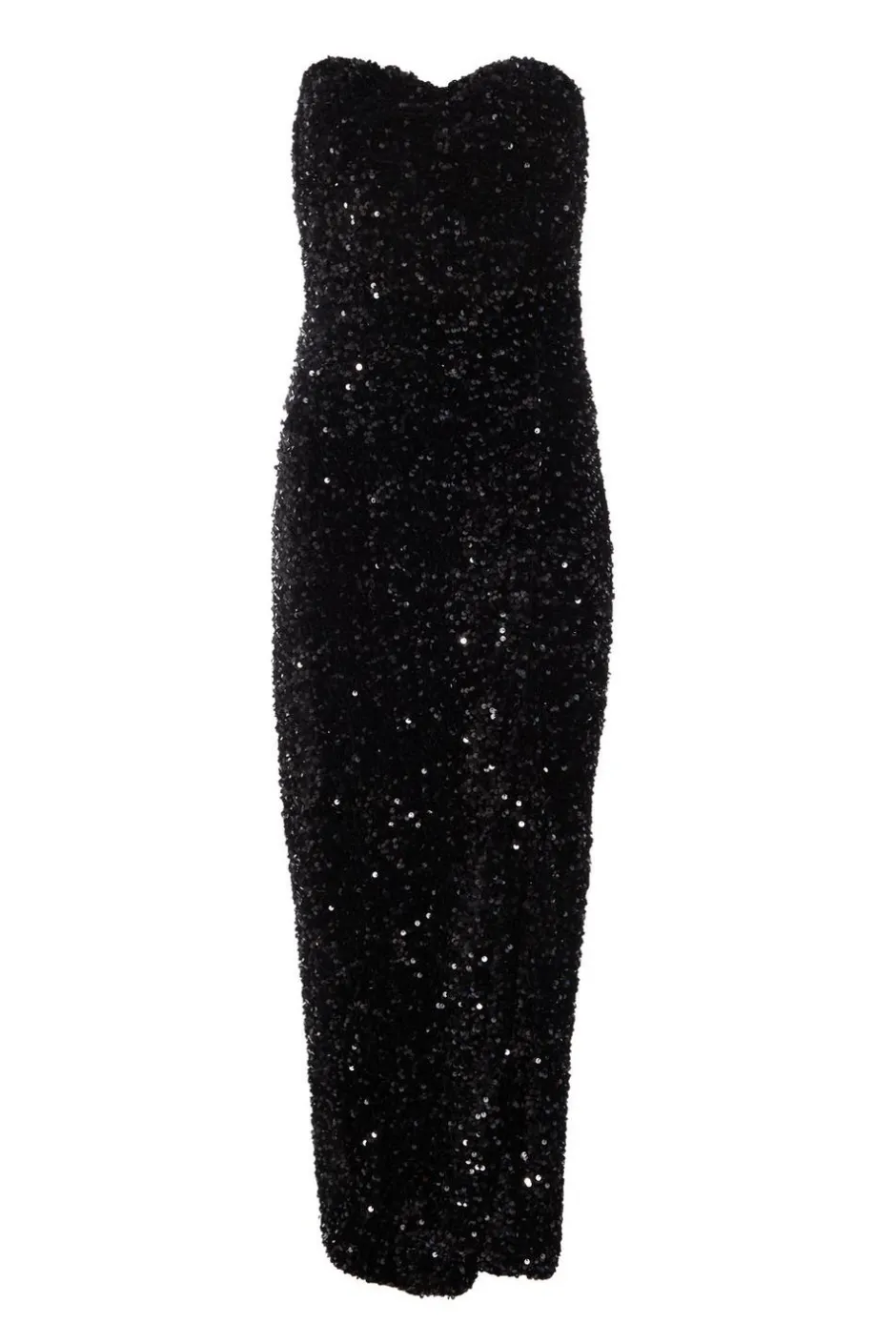 Quiz Black Sequin Strapless Midaxi Dress New