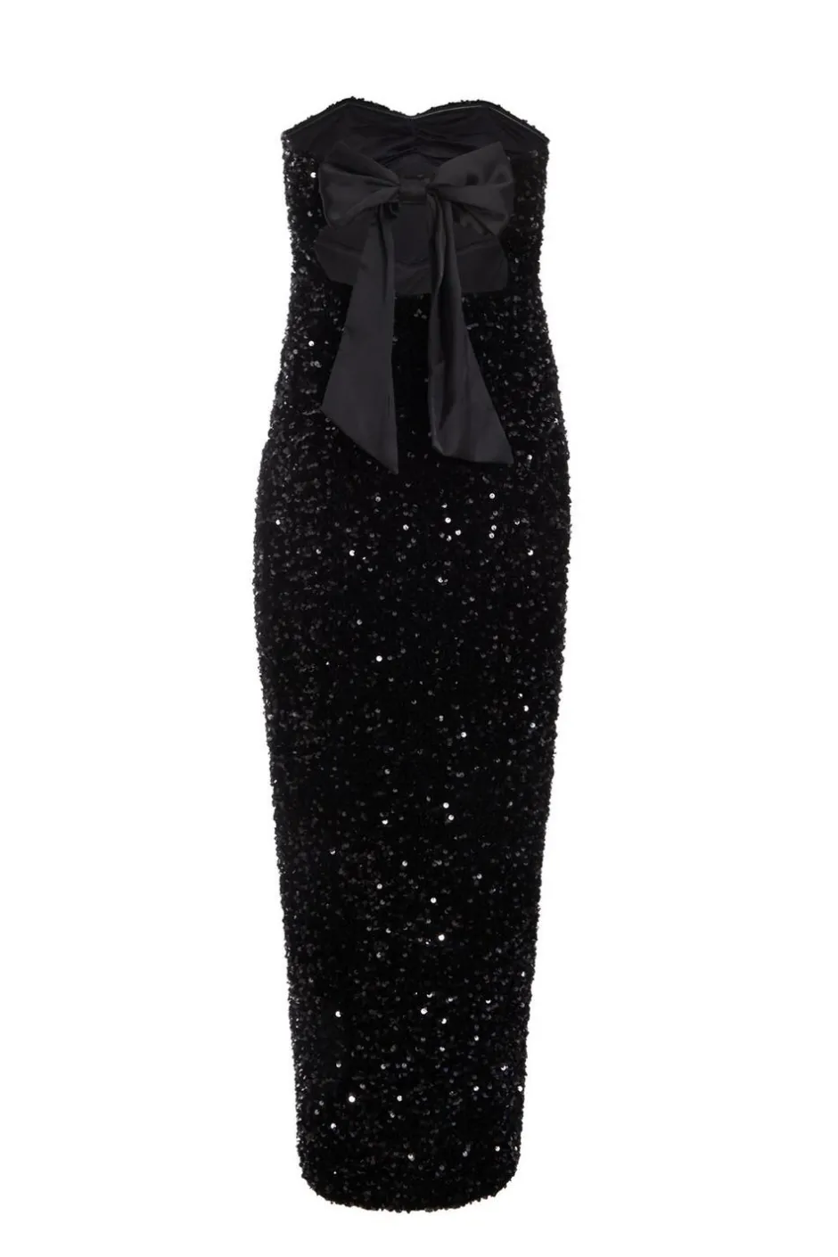 Quiz Black Sequin Strapless Midaxi Dress New