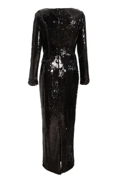 Quiz Black Sequin Tie Front Maxi Dress Outlet