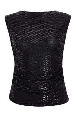 Quiz Sequin Vest Top Black New