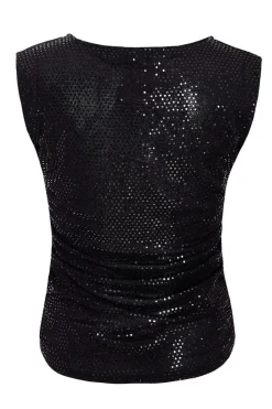 Quiz Sequin Vest Top Black New