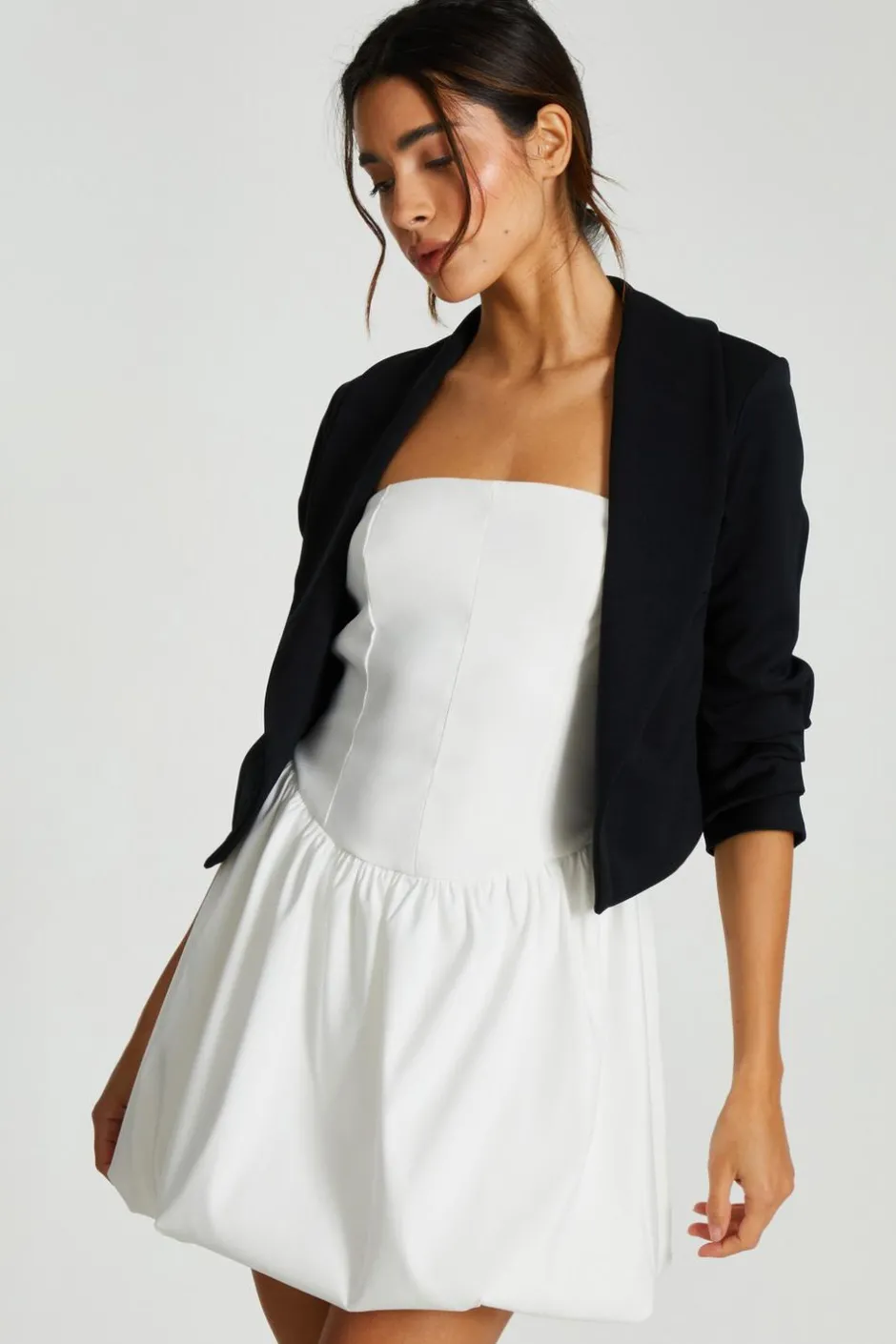 Quiz Shawl Collar Crop Jacket Black Discount