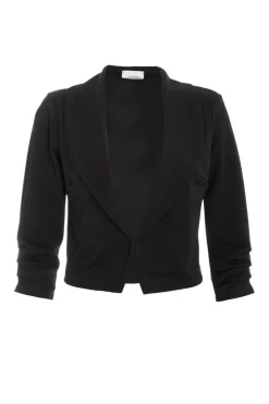 Quiz Shawl Collar Crop Jacket Black Discount